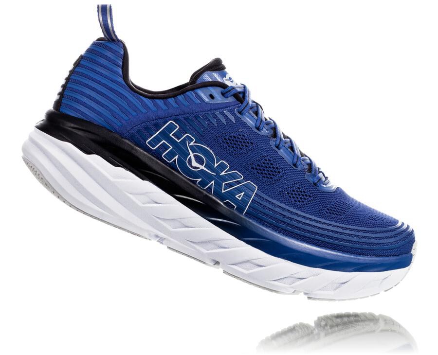 Hoka One One Koşu Ayakkabısı Erkek Mavi/Beyaz - Bondi 6 - WY9643527